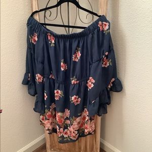 Floral mini dress or long top size L